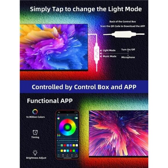 LED Lights for TV, 9.8FT Led Backlight TV Lights RGB Led TV Lights for 32-60inch - Picture 6 of 6